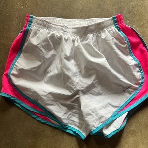 Nike athletic, pink, white, blue shorts